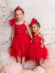 She'll be a vision in Red this Holiday season in the Ruby Dazzle Tutu Dress. Adorned with a dramatic oversized shoulder ruffle, a luxurious multi-layered tulle skirt, and a cotton jersey bodice embellished with sequins, beads, and delicate ostrich feathers, this dress takes holiday glamour to new heights. She’ll light up every celebration with her radiant elegance and charm! Shipping and Returns This product can be returned/exchanged within 20 days of receiving the item. All orders are dispatche Shine Costume, Red Tulle Skirt, Card Costume, Gala Party, Party Queen, Girlie Girl, Layered Tulle Skirt, Queen Costume, Holiday Costumes