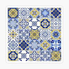 blue and yellow tiles sticker