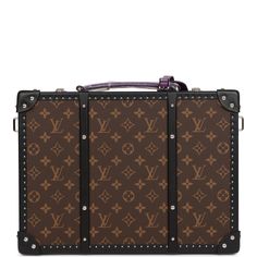 This extremely limited edition, 1 of 15, LV x Virgil Abloh Zoooom with Friends Essential Trunk is of monogram canvas with silver tone hardware and features various "friends" characters on the front, black leather trim, leather removable strap with silver tone hardware, purple leather top handle and luggage tag and double clasp closures.The interior is lined in black leather and has a single zipper pocket, two slip pockets, a larger slip compartment and a strap.Origin: FranceCondition: New and ne Louis Vuitton Trunks, Friends Characters, Purple Leather, Virgil Abloh, Vuitton Bag, Luggage Tag, Handbag Backpack, Luggage Tags, Leather Top