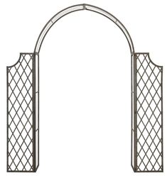 an iron arch with lattices on the top and bottom, isolated against a white background