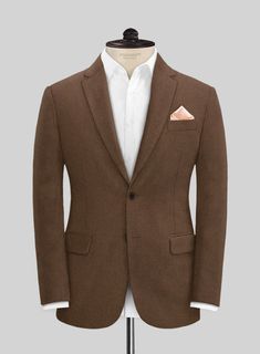 The world of fashion is enamored with tweed, and it's not hard to see why. It's warm, sturdy, adaptable, chic, and quintessentially British. If you're looking for an ensemble that exudes sophistication and thoughtfulness, you can't go wrong with our Naples Espresso Brown Tweed Jacket. Made from pure wool, it offers both style and refinement in equal measure. The jacket comes in a rich espresso brown hue with a simple weave, ensuring a timeless silhouette and comfortable wear for long days at the Tailored Long Sleeve Tweed Suit, Elegant Tweed Blazer For Business Casual, Timeless Tweed Single-breasted Blazer, Timeless Single-breasted Tweed Blazer, Tailored Long Sleeve Tweed Jacket, Timeless Fall Tweed Jacket With Suit Collar, Tailored Wool Tweed Jacket, Elegant Fall Tweed Jacket For Business Casual, Tailored Brown Tweed Jacket