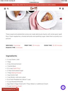 the website is displayed with an image of food on it