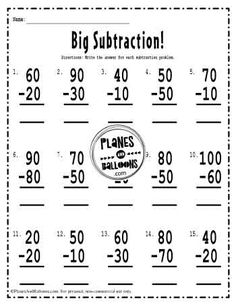 the worksheet for subtraction to help students learn how to subtract numbers