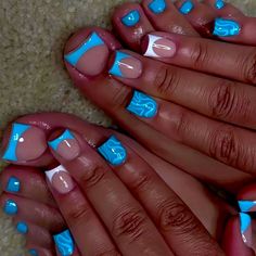 Blue And White French Tips Toes Included Acrylic Toe Nails, Acrylic Nail Set, Hard Nails, Long Acrylic Nail Designs, Colored Acrylic Nails, Girly Acrylic Nails, French Tip Acrylic Nails, French Acrylic Nails, Short Square Acrylic Nails