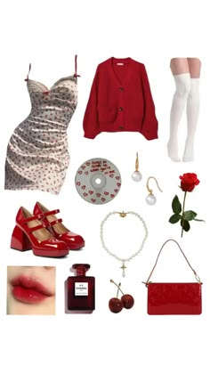 Virtual stylist, combyne, combyne outfit ideas, polyvore, aesthetic outfits, outfit inspo, 2022 outfit, fall fashion, knitwear, coquette, soft girl, lana del rey, vinyl, cottagecore, vintage Lana Del Ray Iconic Outfits, Lana Del Rey Cherry Aesthetics, Lana Del Rey Aesthetic Outfits Red, Romcom Aesthetic Outfits, Red Aesthetic Vintage Outfit, Lana Del Rey Fall Outfits, Lana Del Rey Fashion Aesthetic, Red Coquette Clothes, Cherry Clothes Aesthetic