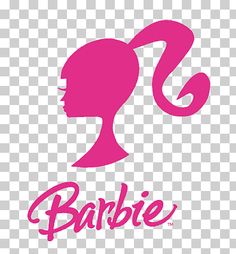 the logo for barbie's hair salon, which is pink and has an image of a