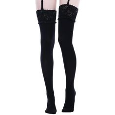 Stop Staring Thigh High Socks | Black Lace Top Stockings - Killstar - Stockings Thigh Stockings Outfits, Thigh High Converse, Thigh High Socks Black, Fem Clothing, Long Black Socks, High Thigh Socks, Black Thigh Highs, Thigh High Garter, Thigh High Fishnets