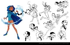 an animation character poses in various poses for the animated movie, person and other characters