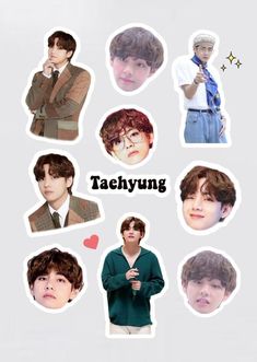 stickers depicting the members of taehyng's upcoming album