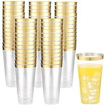 gold rimmed glasses with matching cups are the perfect way to add color to your party