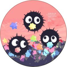 two black and white cartoon eyes in front of a pink background with stars on it