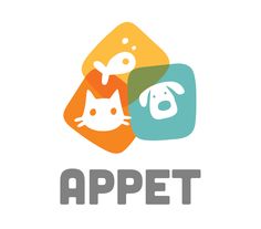 the logo for appet, which is designed to look like two cats and a dog