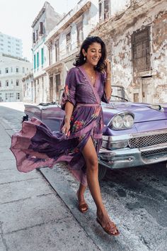 Khaya Wrap Frill Dress - Purple Potion - Tulle and Batiste Purple Sun Dress, Western Pullover, Moody Purple, Purple Potion, Spiritual Fashion, Elegant Bohemian, Garment Manufacturing, Flowy Sleeves, Pure Romance