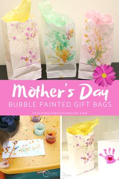 mother's day bubble painted gift bags