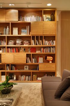 a living room filled with lots of books and furniture