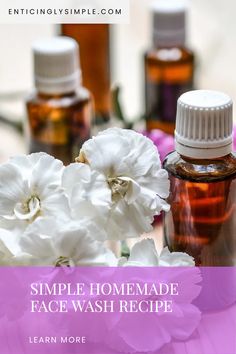 This pin features a simple and easy homemade face wash recipe made with natural ingredients. Perfect for people looking to create gentle skincare products at home using common items.