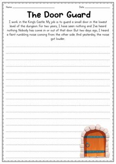 the door guard worksheet for kids to practice their writing and reading skills with