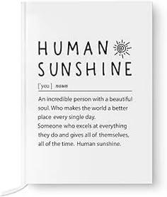 a white book with the words human sunshine on it