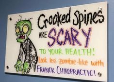 Chiropractic Halloween, Chiropractic Humor, Chiro Office, Chiropractic Benefits, Chiropractic Art, Roll A Story, Whiteboard Ideas, Office Boards, Chiropractic Quotes