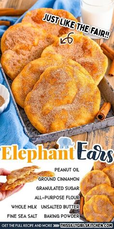 Easy Elephant Ears Recipe- This Silly Girls Kitchen Elephant Ears Recipe, Cream Cheese Roll Up, State Fair Food, Carnival Food, Easy Treat, Fair Food, Fry Bread, Easy Cinnamon, Elephant Ears