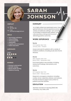 a professional resume template with an image of a woman's face on the cover