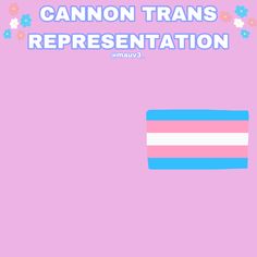 a pink background with the words cannon transs representation and an image of a flag