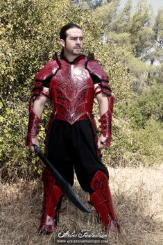 Larp Knight, Red Armor, Knight Armour, Knight Armor, Arm Armor, Suit Of Armor, Art Fantasy