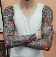 a man with tattoos on his arm and arms