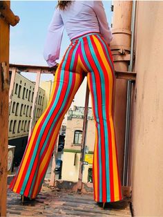 Buy More! Save More! Striped Flare Pants, 70s Inspired Fashion, High Waist Wide Leg Pants, Women Office, Flared Trousers, Printed Wide Leg Pants, Flare Leg Pants, Trousers Pants, Flare Trousers