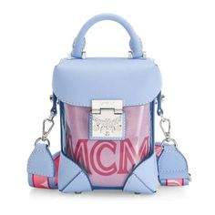 Brand New With Tags And Dust Bag. Purchased In Saks Fifth Blue Shoulder Bag With Clear Strap For Daily Use, Blue Rectangular Bag With Clear Strap, Blue Travel Bag, Mcm Purse, Mcm Handbags, Mcm Bags, Pink Crossbody Bag, Transparent Bag, Girly Accessories