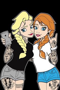 two girls with tattoos on their arms