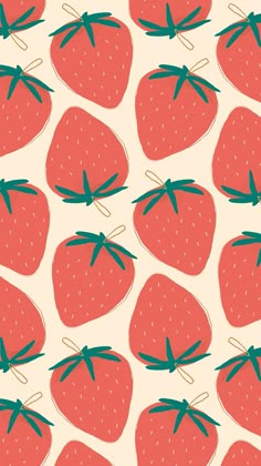 an image of strawberries with green stems on white background seamless wallpaper pattern