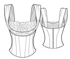 the front and back views of a corset