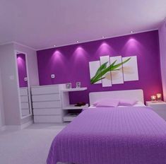 Room Color Ideas Bedroom, Purple Bedroom Design, Oasis Decor, Purple Room Decor, Bedroom Purple, Room Color Combination, Bedroom Color Combination, Easy Room Decor, Purple Bedrooms