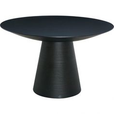 a black table with an oval top on a white background in the shape of a cone