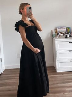 Size Chart Size Bust (cm) Waist (cm) Length (cm) S 71 64 126 M 75 68 127 L 81 74 128 XL 87 80 129 Occasion: Baby shower dresses Style: Fashion Season: Summer Decoration: Homecoming Material: Dacron Neckline: Flutter sleeve Sleeve length : Sleeveless Black Maternity Bridesmaid Dress, Black Baby Shower Dress, All Black Maternity Shoot, Black Maternity Shoot, Punk Maternity, Maternity Bridesmaid Dress, Gender Reveal Outfits, Maternity Sundress