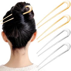 PRICES MAY VARY. 【Material】These u-shaped hair pins are made of quality metal alloy, sturdy and rustproof, not easy to break or fade in colors. Smooth surface without scratching the scalp, comfortable to us. 【Elegant Design】This hairpin features a classic french pins design that instantly elevates your hairdo from messy to chic. 【Easy to Use】Long hair sticks can be directly inserted into the hair, gently without damage, are lightweight and easy to store. Double-prong hair pins will add stability French Pins, Natural Hair Maintenance, Celestial Hair, Pins Design, Winter Hair Care, U Shaped Hair, Gold Hair Accessories, Pearl Hair Pins, French Hair