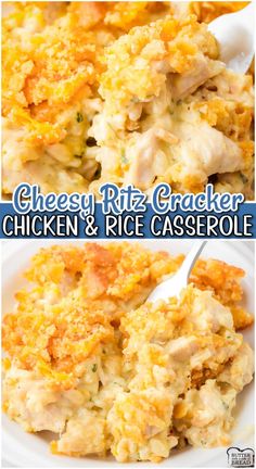 cheesy ritz cracker chicken and rice casserole is an easy dinner recipe