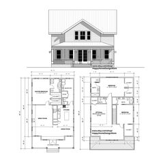 two story house plans with floor plans and measurements