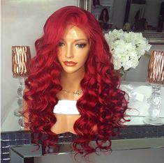 Red Weavy Curl Wig, Long Red Lace Front Wig, Red Lace Front Wigs Long Curly, Grey Hair Extensions, Red Wigs, Long Curly Hair, Curly Wigs, Long Curly, Full Lace Wig