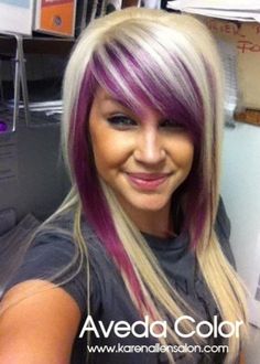 Purple And Blonde Hair, Aveda Color, Haircut And Color, Cool Hair Color