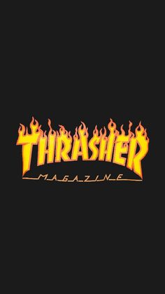 the logo for thrash magazine on fire