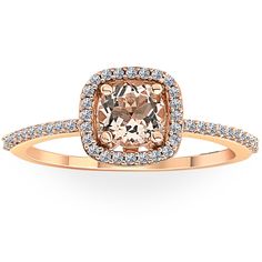 a cushion cut morganite and diamond ring