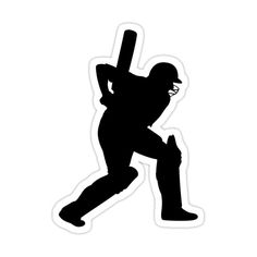 the silhouette of a baseball player with a bat in his hand, is shown against a white background