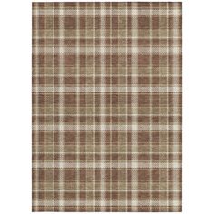 a brown and white plaid rug