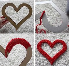 four pictures of different shapes and sizes of hearts