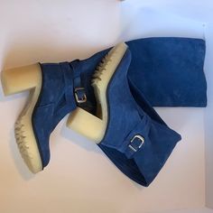 Free People ***Please Read All*** Jasper Tall Boot Nwt Original Box Size 8 True Rinsed Navy Suede With Rubber Sole Pull On With Half Zipper On Inner Lower Boot Cushioned Footbed Removable Boot Belt Belt Wraps Twice Around Ankle With Aged Silver Buckle 3 3/4” Heel 18 1/2” Shaft 10 1/4” Calf Blue Suede Boots, Tall Boot, Low Boots, Free People Shoes, Blue Suede, Tall Boots, Suede Boots, Shoes Heels Boots, Shoes Women Heels