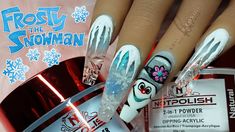 Frosty The Snowman, Icicle Nail ,and Falling Snow Nail Art / Nail Art Tutorial / Christmas Nail Art - YouTube Frosty The Snowman Nails, Frosty The Snowmen Nails, Christmas Nails Acrylic Snowman, Snowman Christmas Nails Acrylic, Snowmen Nails Design, Frosty The Snowman Nail Art, Blue Snowman Nails, Snow Miser, Snow Nails