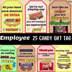 employee 25 candy gift tags for employees