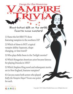 an advertisement for vampire trivia